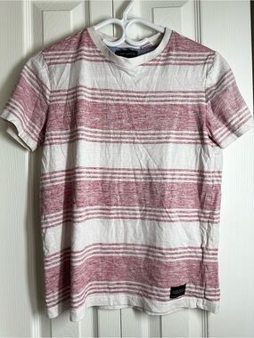Silver Jeans Boys White & Red Striped Crew Tee size Large